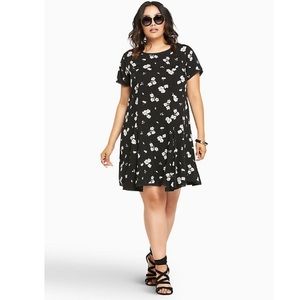 FLORAL PRINT CHALLIS TEE DRESS